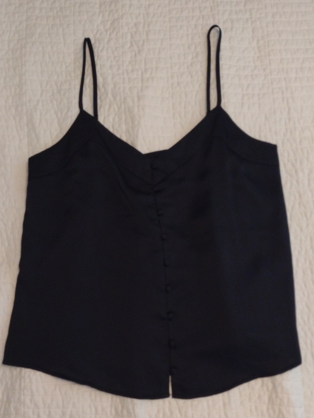 Abercrombie Satin Feel Cami Sz S Black Tank Button Front Adjustable Straps